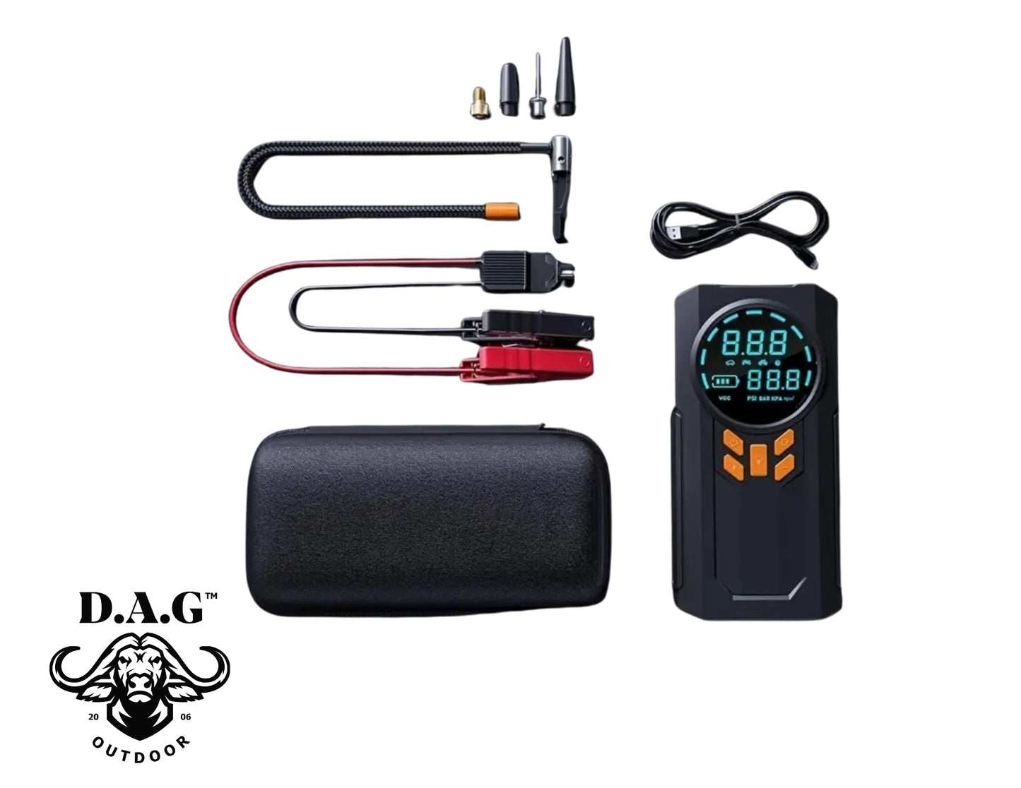 Portable Compressor And Jump Starter Kit
