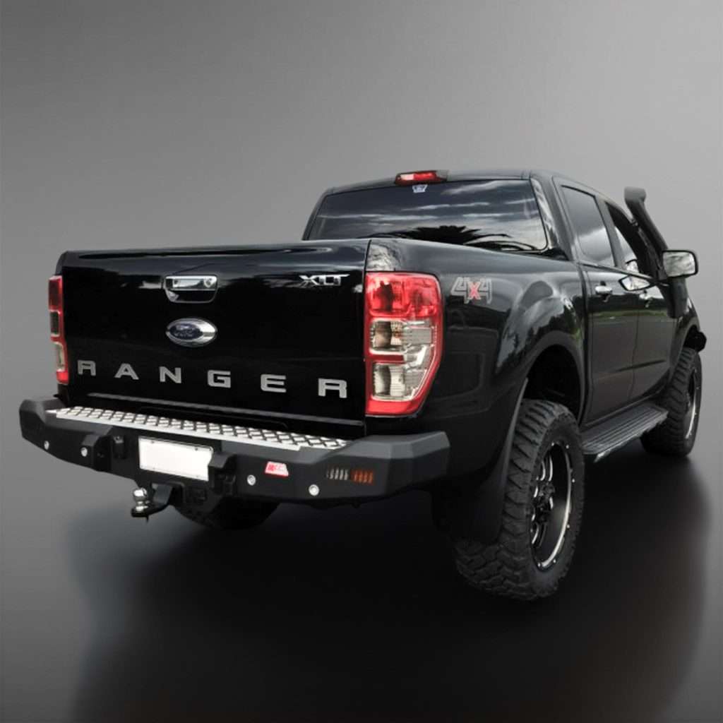 RANGER 2012 to 2023: ROCKER REAR REPLACEMENT BUMPER WITH TOWBAR