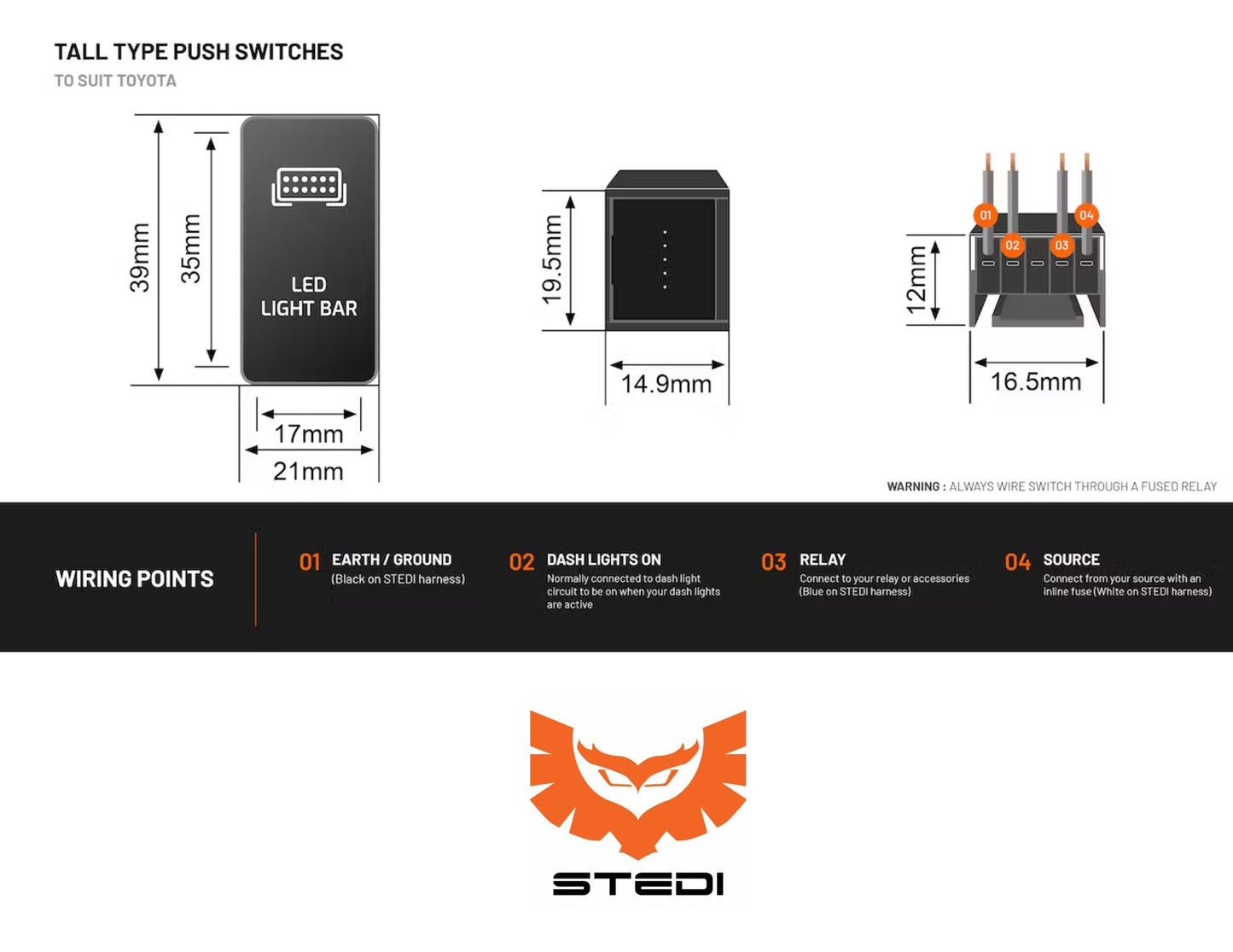 Stedi Square Type USBC (For Tall Toyota) (2005-2015)