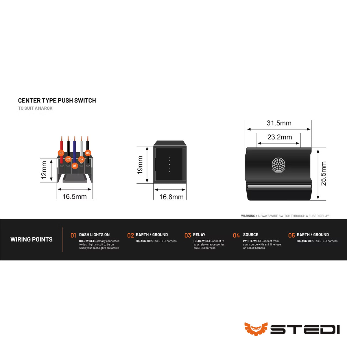 Stedi - Center Switch To Suit Amarok (2016-Current)