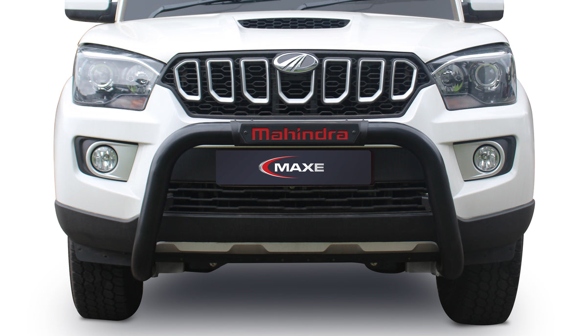 Mahindra PickUP black coated stainless steel nudge bar with PI cover (PDC compatible)