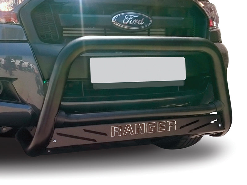 Ford Ranger T6/T7 Black Coated Nudge Bar with Sump Guard. *Not PDC Compatible *Excludes fitting kit