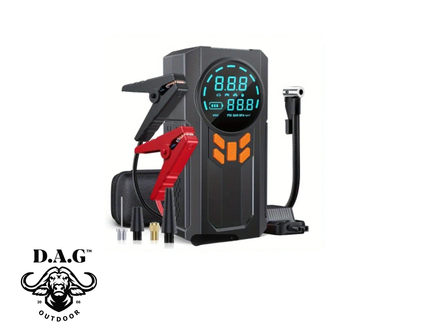 Portable Compressor And Jump Starter Kit