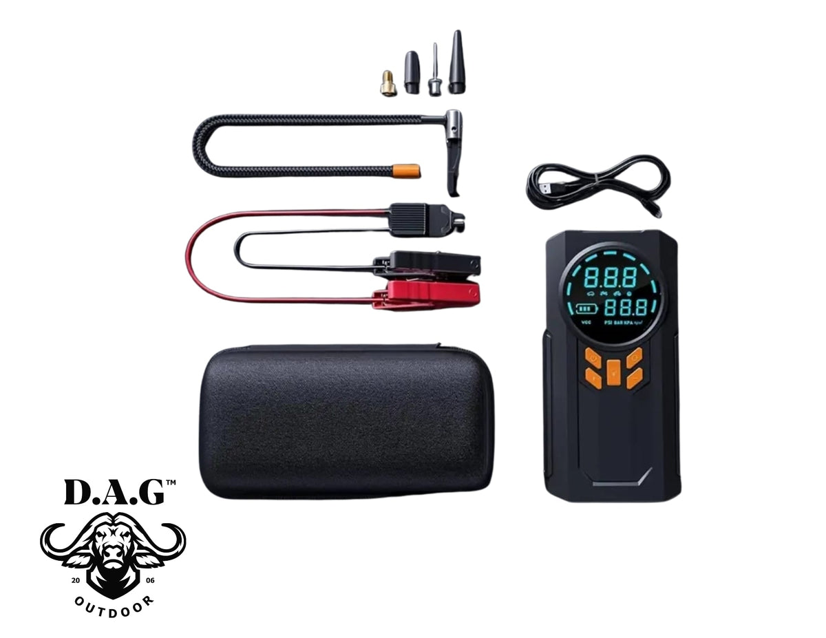 Portable Compressor And Jump Starter Kit