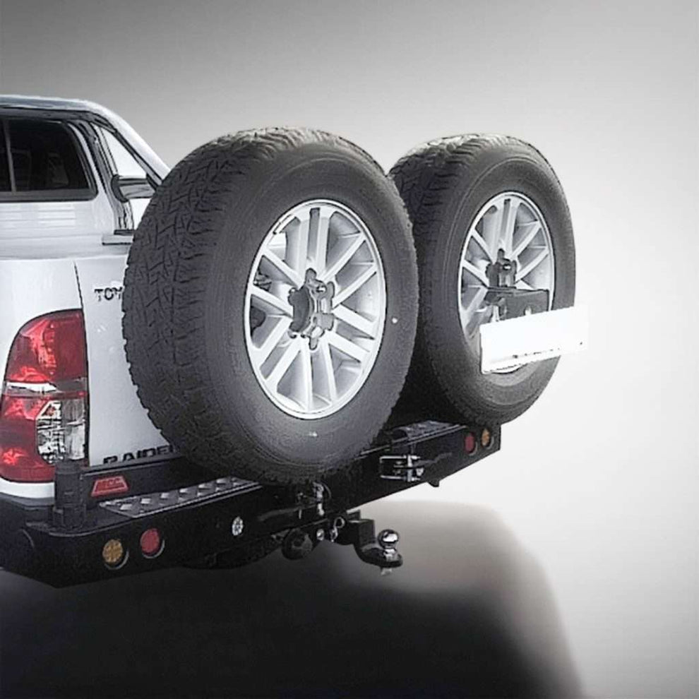 HILUX GD6 2016 to current: REAR REPLACEMENT BUMPER WITH 2 X SPARE WHEEL CARRIER ARMS PLUS TOWBAR