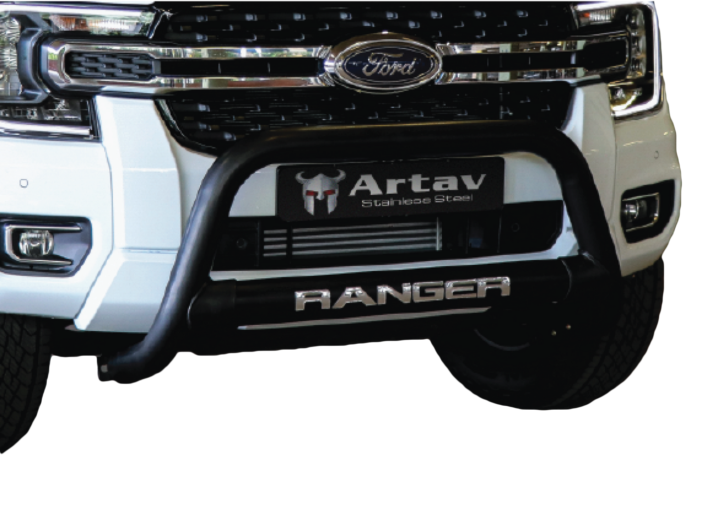 Ford Ranger Next Gen Nudge Bar W Oval Cross Member Black (Fits All Non PDC Models) 2023 >