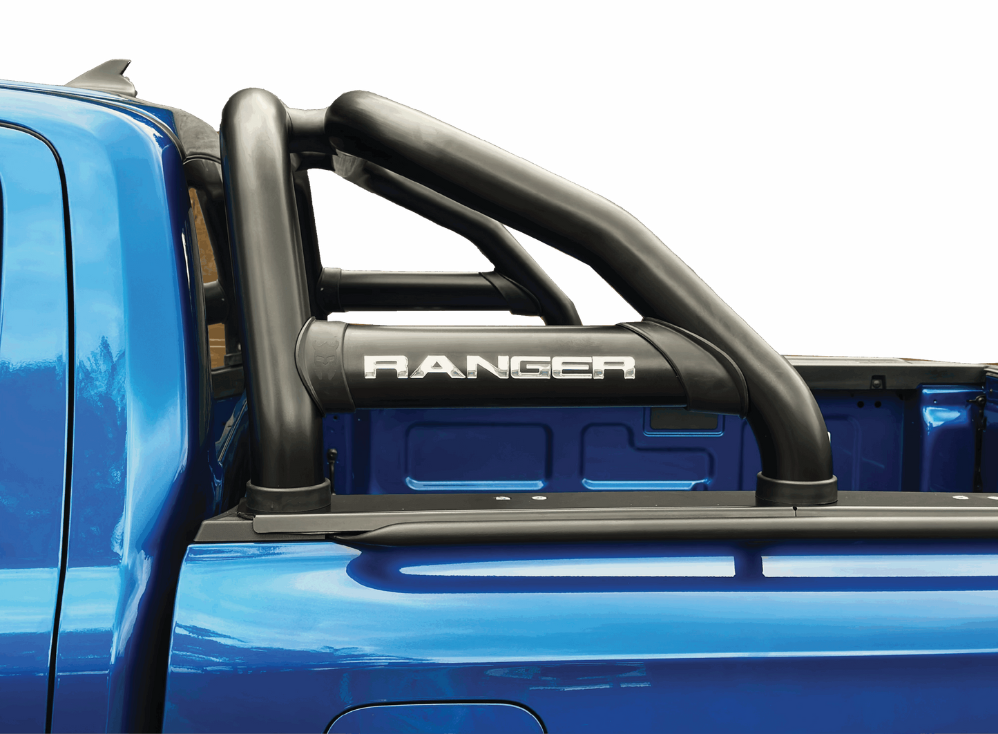 Ford Ranger Next Gen Sports Bar w Oval Side Tubes Black - Fits Double Cab & Super Cab Models (Fits Securi Lid & OEM Tonneau) 2023 >