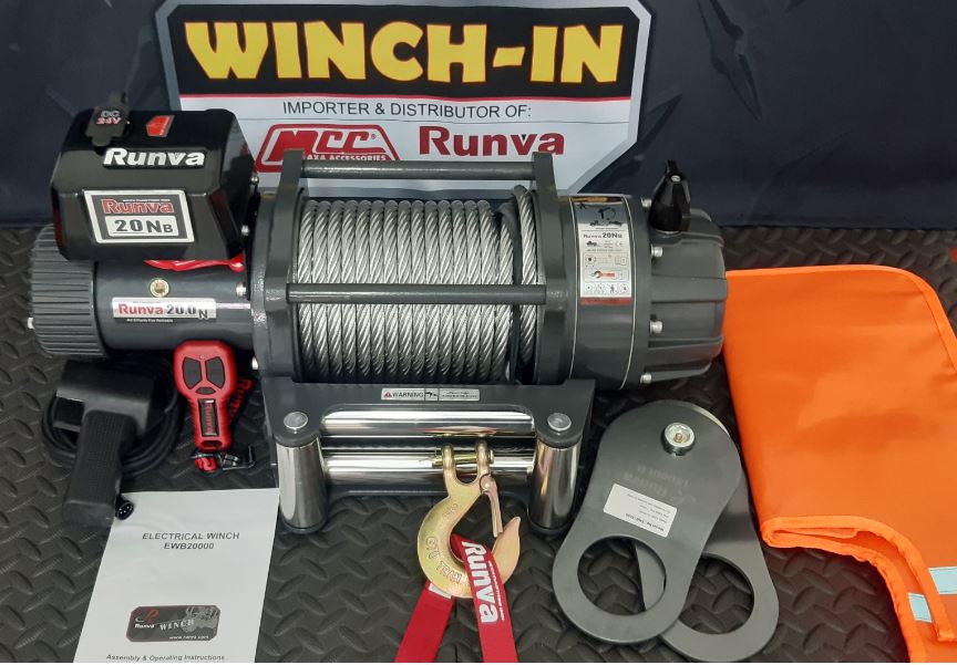 RUNVA WINCH - Steel Cable 20000lbs (9 072Kg) 12V - 2 x Remotes (Wire+Wireless)
