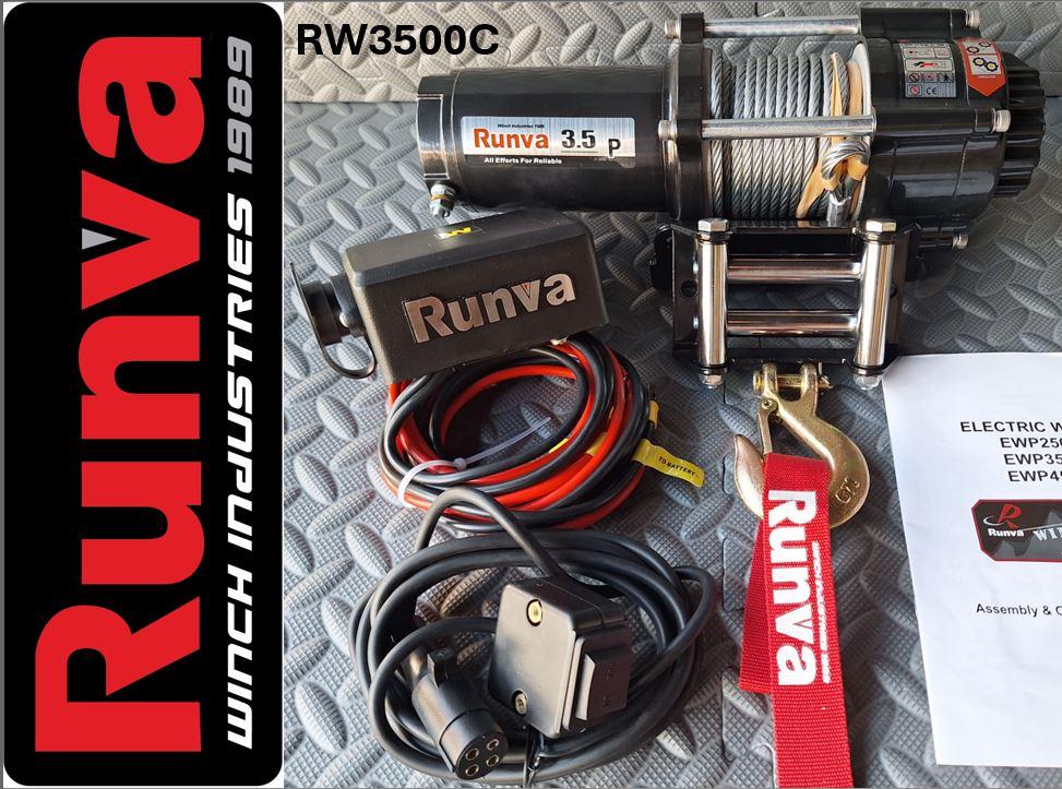 RUNVA WINCH - Steel Cable 3500lbs (1 588Kg) 12V - Cable remote only