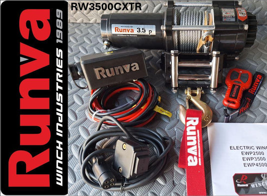 RUNVA WINCH - Steel Cable 3500lbs (1 588Kg) 12V - 2 x Remotes (Wire+Wireless)