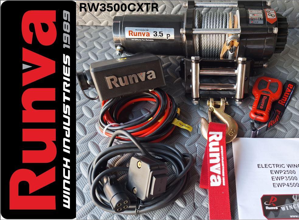 RUNVA WINCH - Steel Cable 3500lbs (1 588Kg) 12V - 2 x Remotes (Wire+Wireless)
