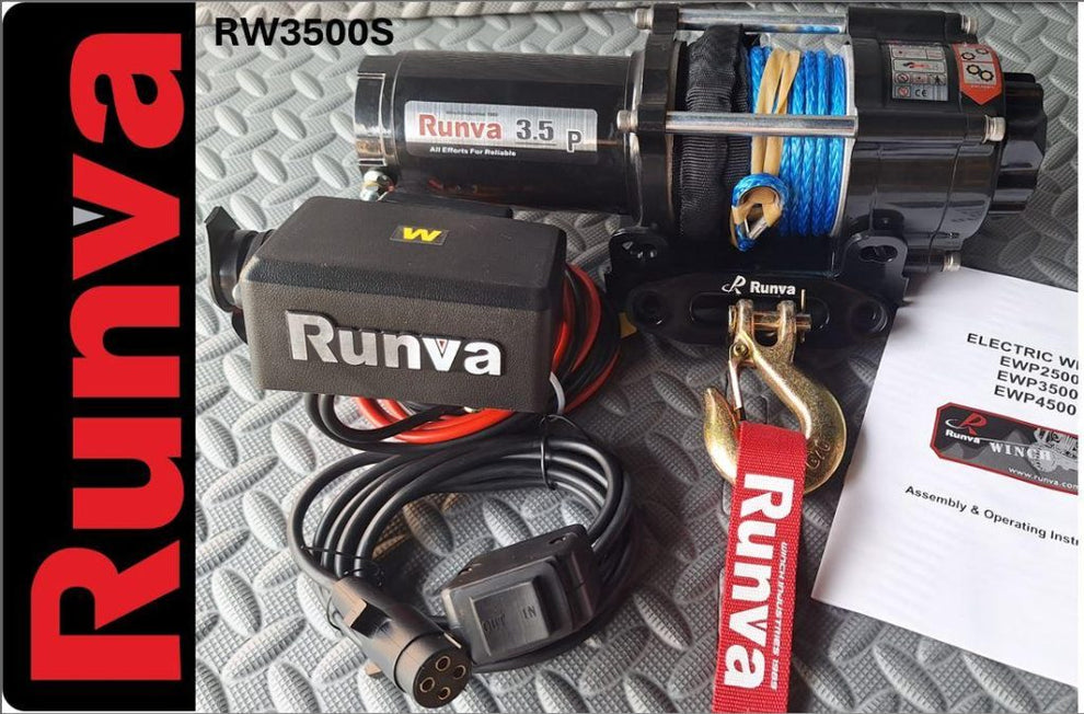 RUNVA WINCH - Synthetic Rope 3500lbs (1 588Kg) 12V - Cable remote only