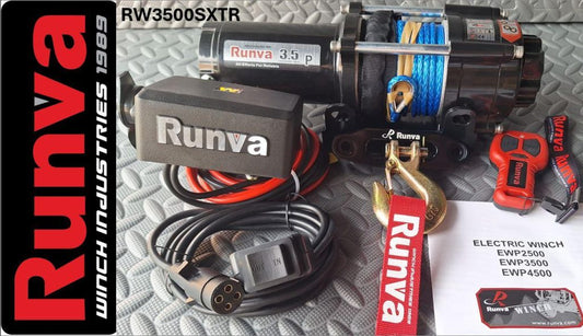RUNVA WINCH - Synthetic Rope 3500lbs (1 588Kg) 12V - 2 x Remotes (Wire+Wireless)