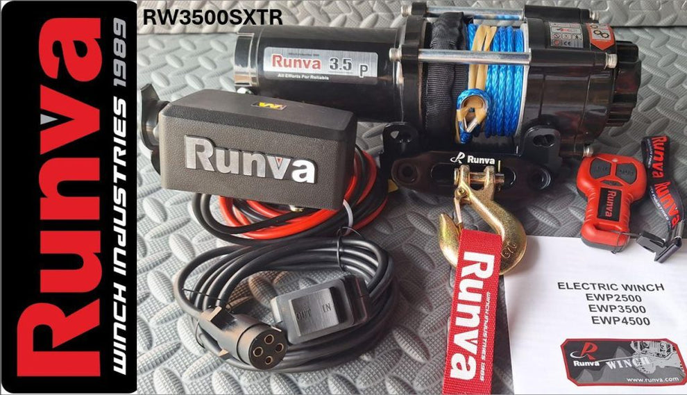 RUNVA WINCH - Synthetic Rope 3500lbs (1 588Kg) 12V - 2 x Remotes (Wire+Wireless)