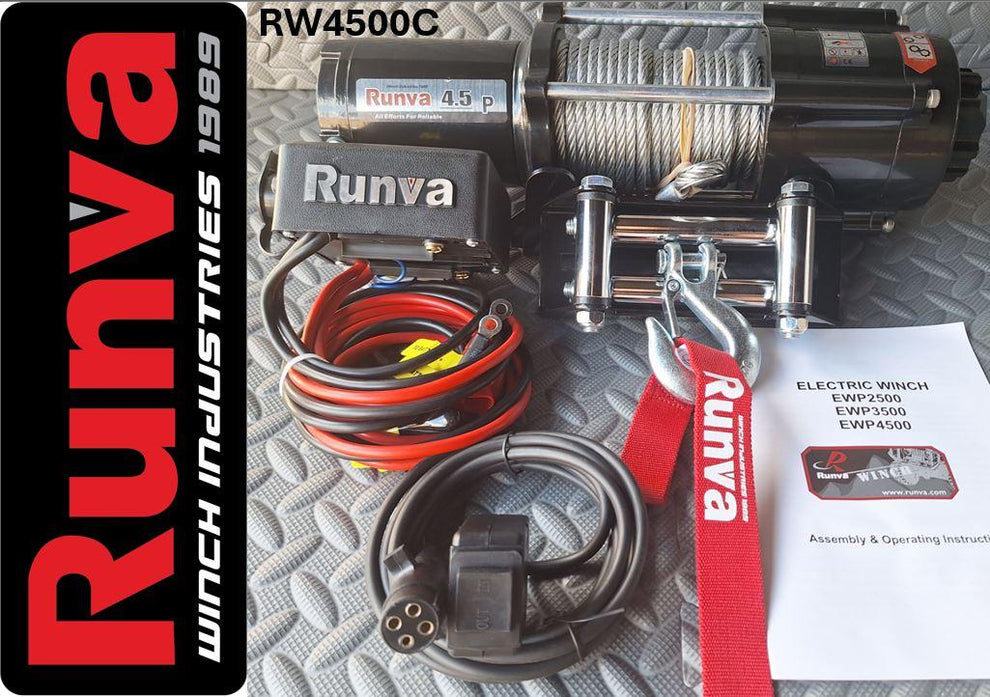 RUNVA WINCH - Steel Cable 4500lbs (2 041Kg) 12V - Cable remote only