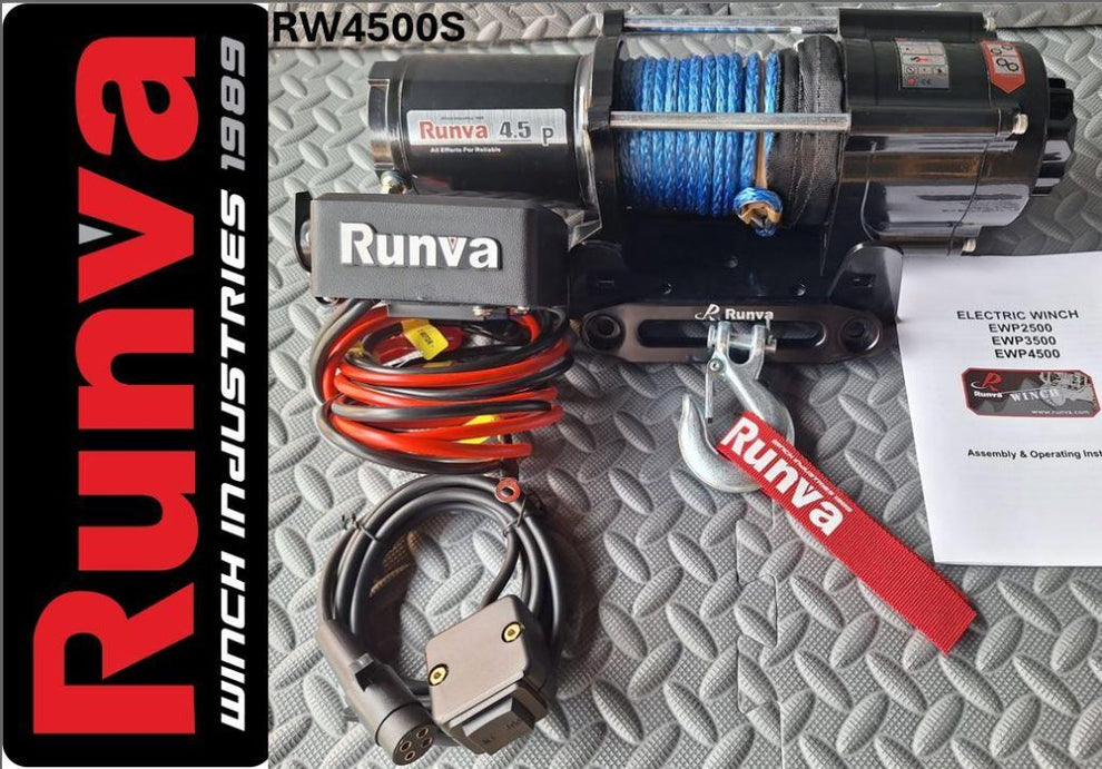 RUNVA WINCH - Synthetic Rope 4500lbs (2 041Kg) 12V - Cable remote only