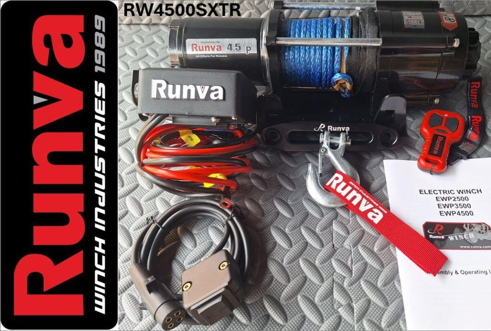 RUNVA WINCH - Synthetic Rope 4500lbs (2 041Kg) 12V - 2 x Remotes (Wire+Wireless)