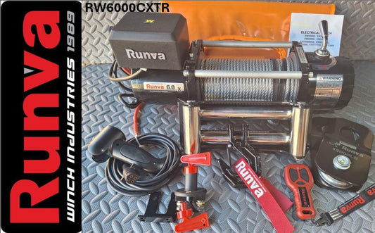 RUNVA WINCH - Steel Cable 6000lbs (2 722Kg) 12V - 2 x Remotes (Wire+Wireless)