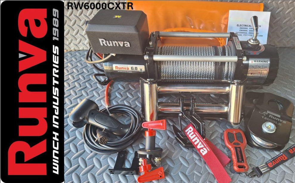 RUNVA WINCH - Steel Cable 6000lbs (2 722Kg) 12V - 2 x Remotes (Wire+Wireless)