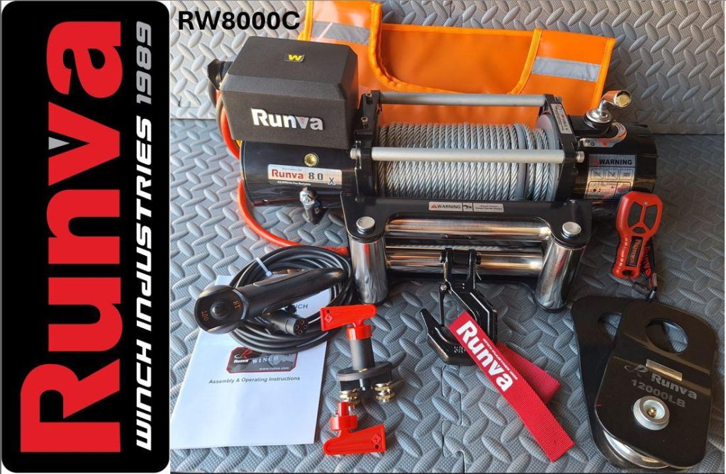 RUNVA WINCH - Steel Cable 8000lbs (3 629kg) 12V - 2 x Remotes (Wire+Wireless)