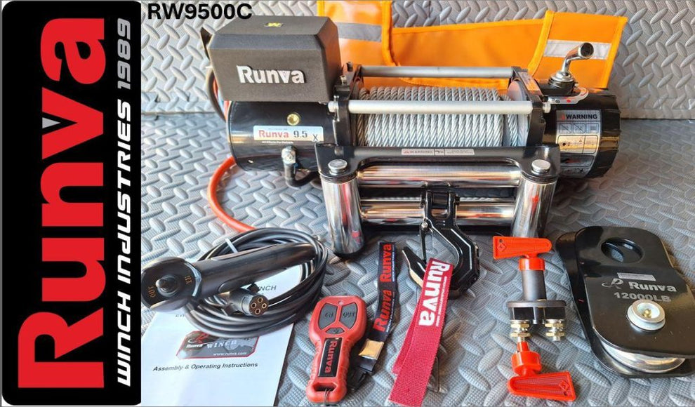 RUNVA WINCH - Steel Cable 9500lbs (4 309Kg) 12V - 2 x Remotes (Wire+Wireless)