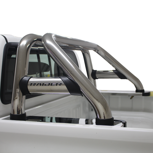 Toyota Hilux Sports Bar Double Cab & Extended Cab Stainless (Black Base Plates) 2016 >