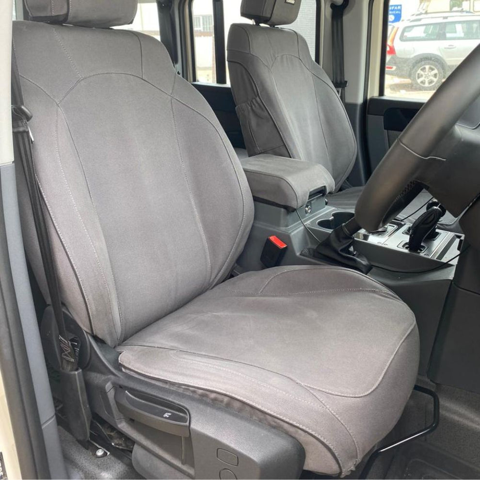 "INEOS - GRENADIER (10/2022 - present); 2 fronts with airbags, headrests & centre console; 60/40 rear bench with 3 headrests (small centre headrests) (US/AUS Spec) - SEAT COVERS"