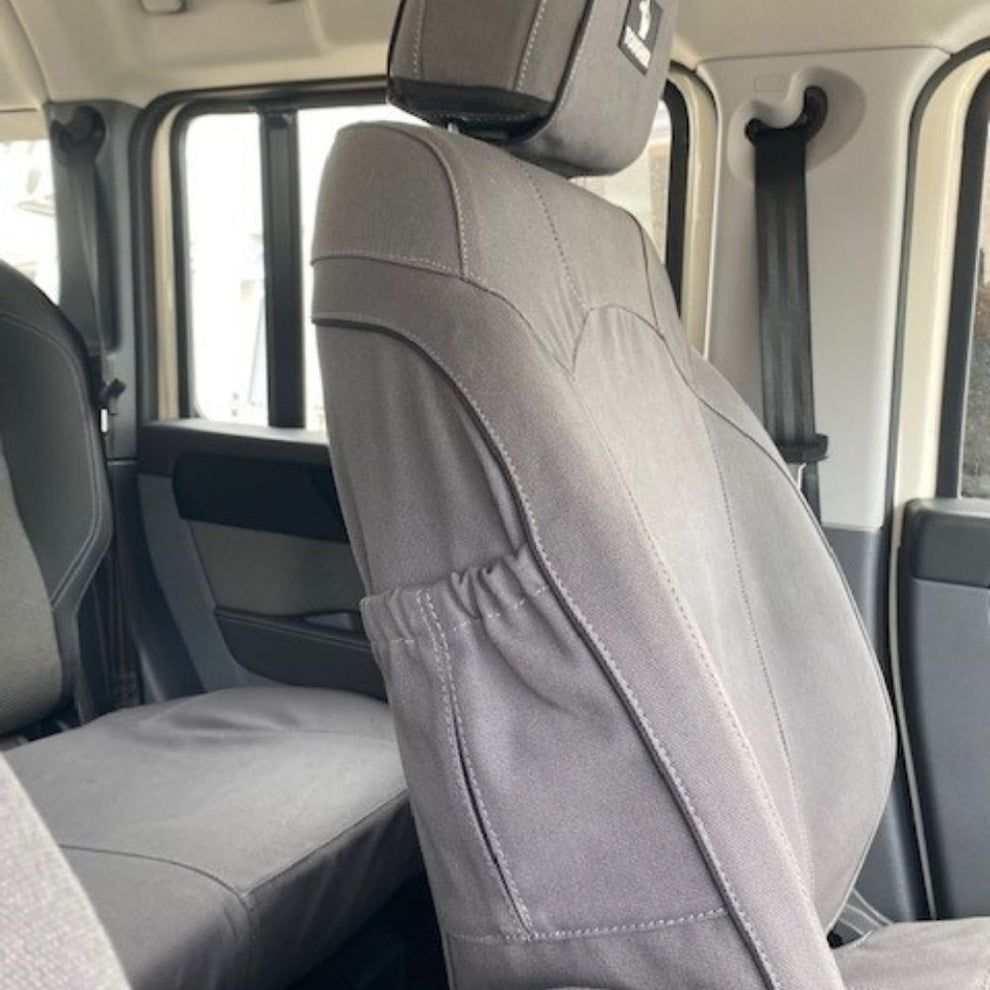 "INEOS - GRENADIER (10/2022 - present); 2 fronts with airbags, headrests & centre console; 60/40 rear bench with 3 headrests (small centre headrests) (US/AUS Spec) - SEAT COVERS"