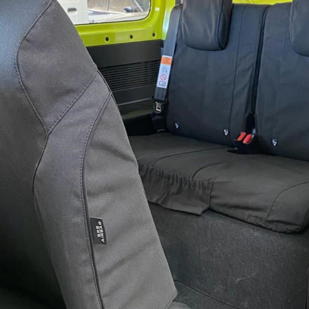 "SUZUKI - JIMNY 3-DOOR GL/GLX (11/2018 - present); 2 fronts with/-out airbags & headrests, solid rear bench with 50/50 backrest & 2 headrests - SEAT COVERS"