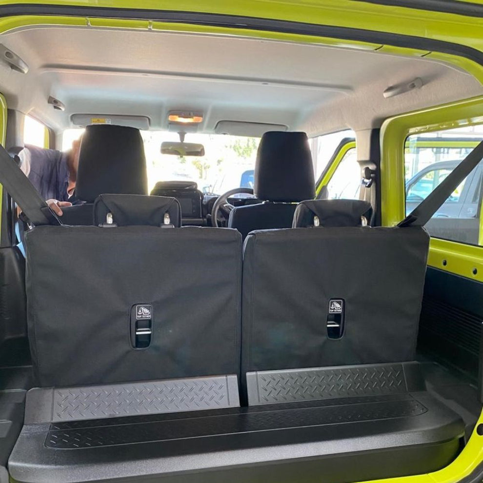 "SUZUKI - JIMNY 3-DOOR GL/GLX (11/2018 - present); 2 fronts with/-out airbags & headrests, solid rear bench with 50/50 backrest & 2 headrests - SEAT COVERS"