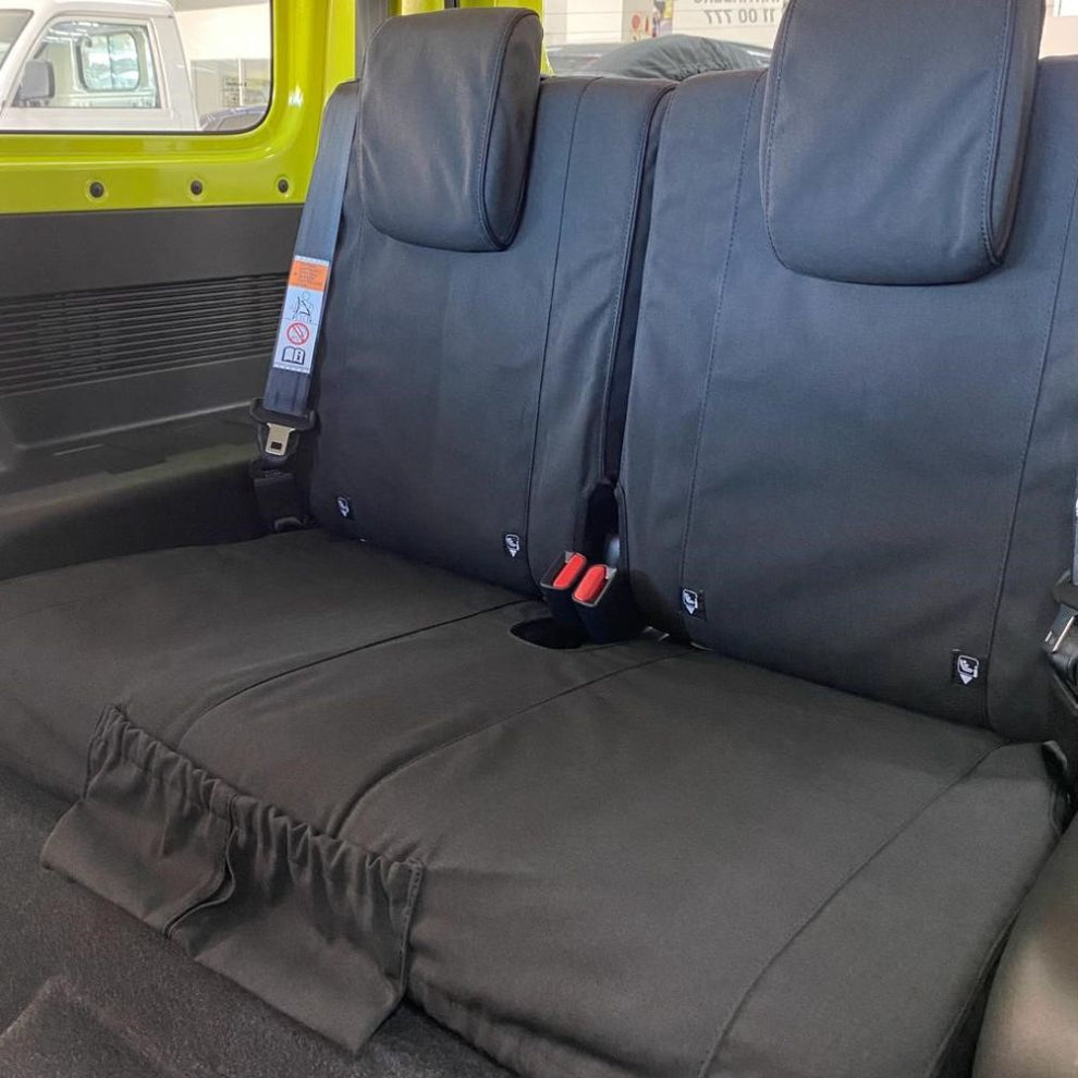 "SUZUKI - JIMNY 3-DOOR GL/GLX (11/2018 - present); 2 fronts with/-out airbags & headrests, solid rear bench with 50/50 backrest & 2 headrests - SEAT COVERS"