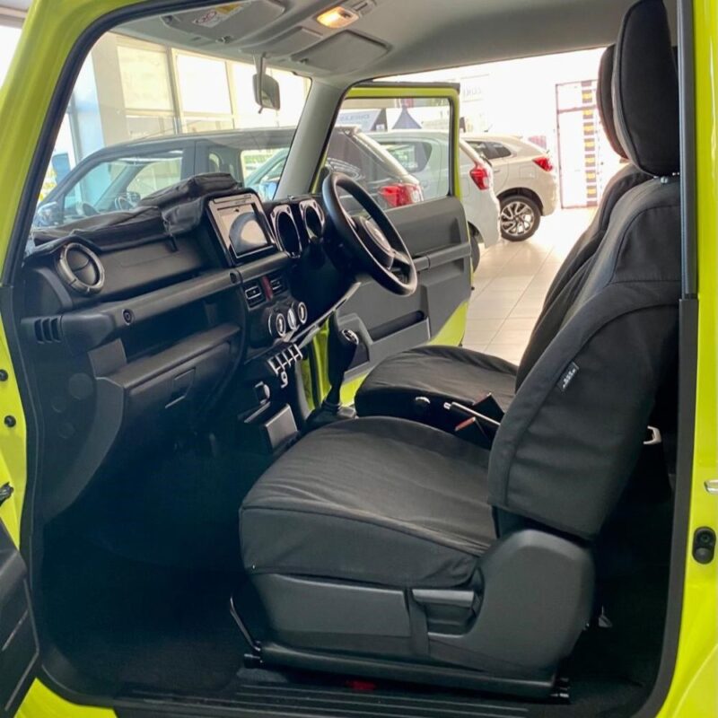 "SUZUKI - JIMNY 3-DOOR GL/GLX (11/2018 - present); 2 fronts with/-out airbags & headrests, solid rear bench with 50/50 backrest & 2 headrests - SEAT COVERS"