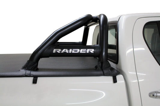 Toyota Hilux 6 Bend Sports Bar w Oval Side Plates Black (DC & EX) - DOES NOT FIT WITH TOYOTA OEM TONNEAU 2016 >