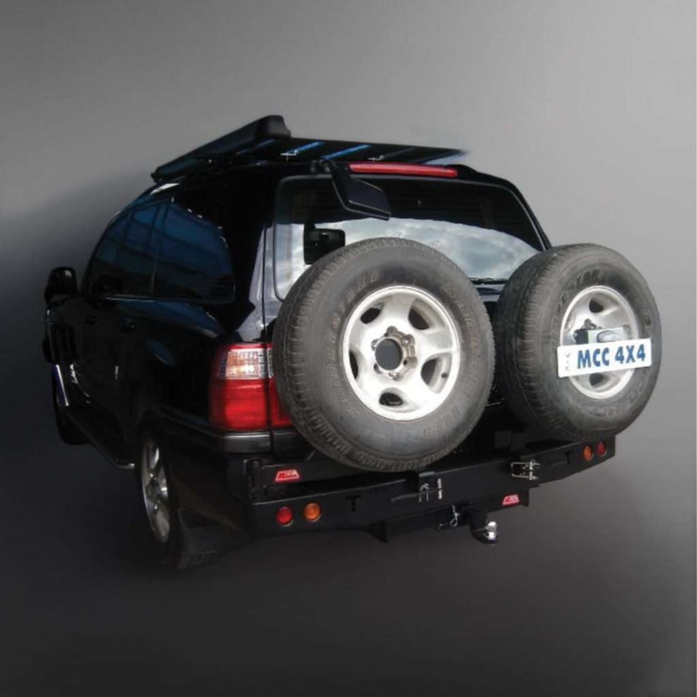LANDCRUISER 100 SERIES VX OR 105 SERIES GX: REAR BUMPER REPLACEMENT WITH 2 X SPARE WHEEL CARRIER ARMS