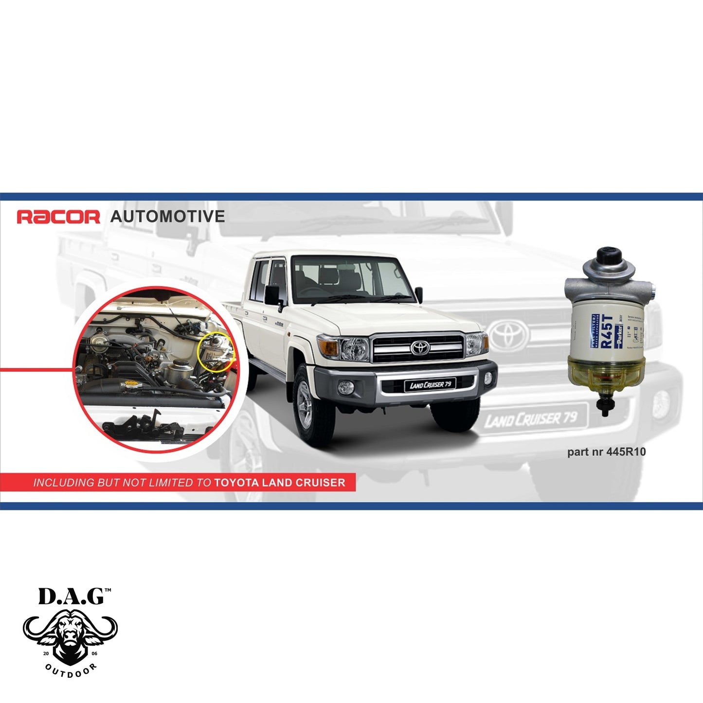 Racor - Racor Fuel Filter - Water Separator Kit Toyota Land Cruiser 79 Series 4.2D (1994-Current)