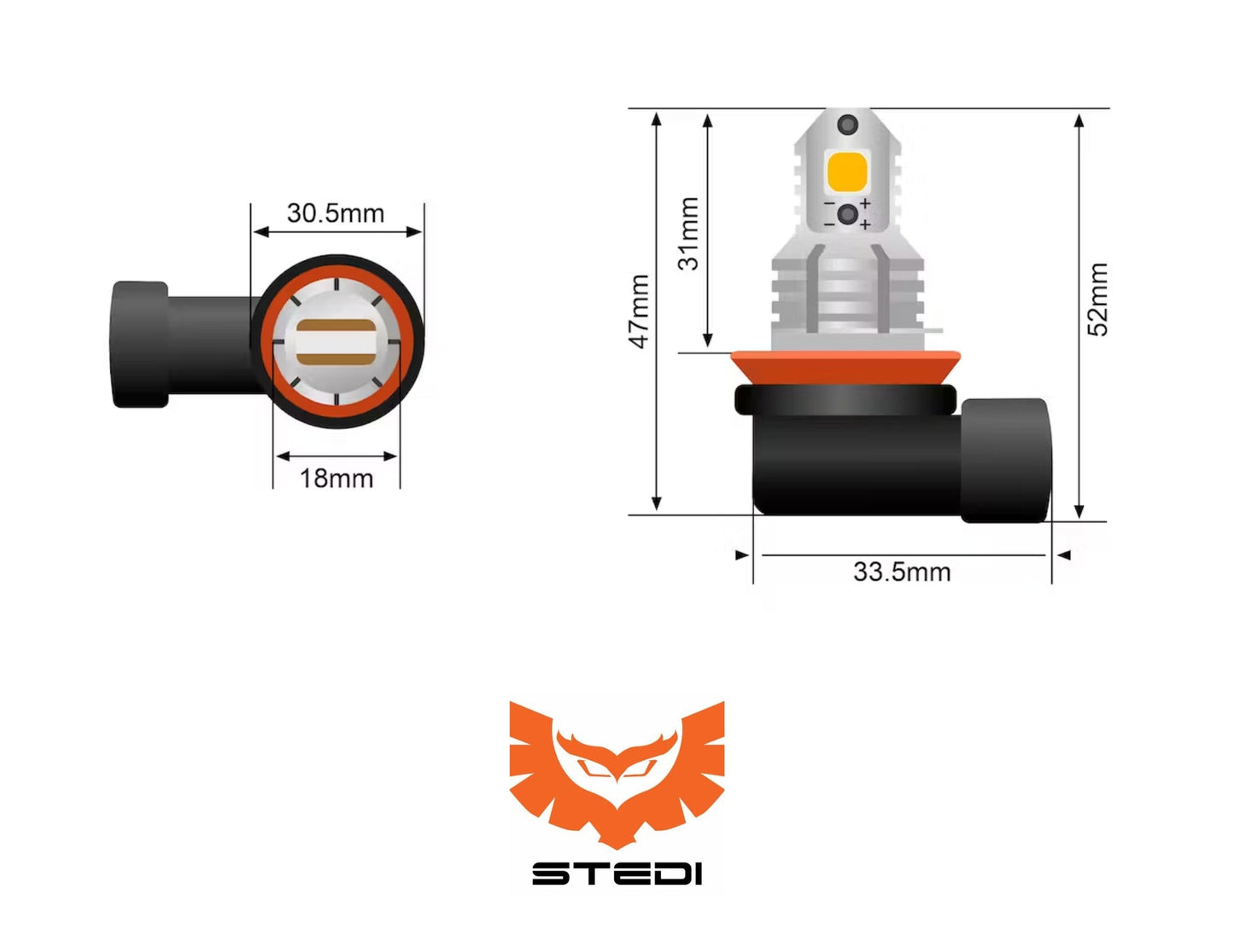 Stedi H16 LED Fog Light Bulbs (Pair) (H₈/H₉/H11)