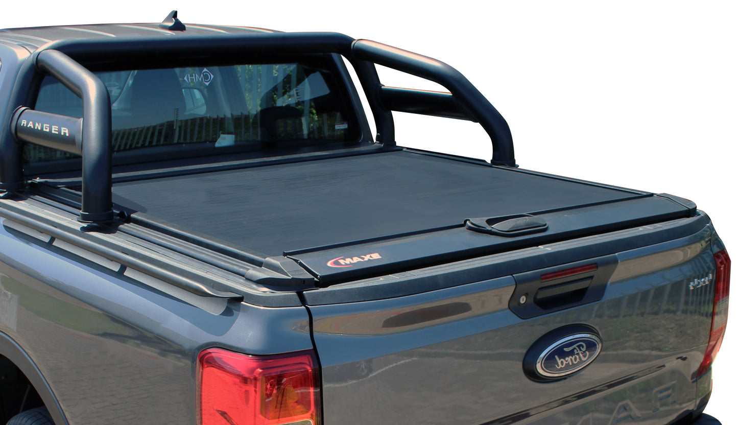Ford Ranger Next Gen D/Cab Black Stainless Steel Roller Cover Compatible Sports Bar
