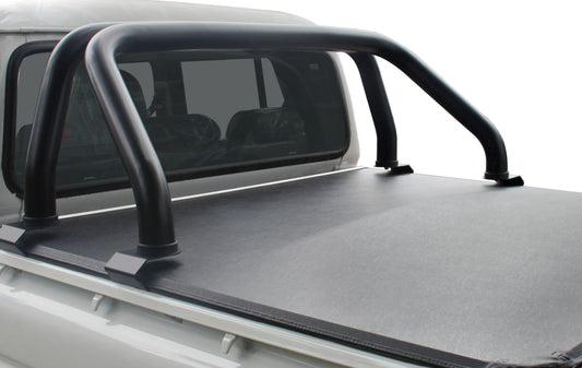 Mahindra PickUP black coated stainless steel tonneau cover compatible sports bar
