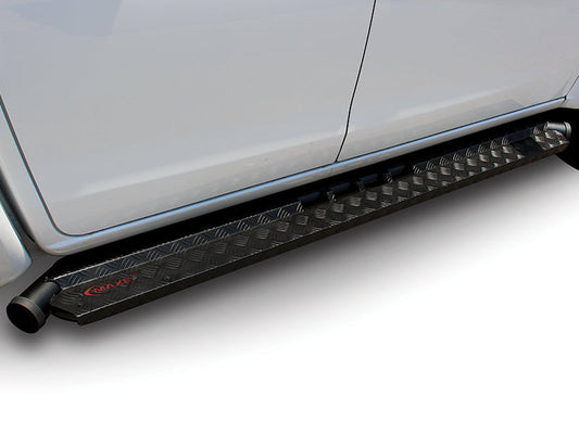 Isuzu D-Max Gen 6 Black Coated Stainless Steel Side Steps With Aluminium Tread Plate D/Cab (2016-2021)