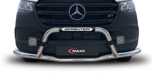 Merc Sprinter Polished Stainless Steel Nudge Bar - 2019 (Fitting kit included)