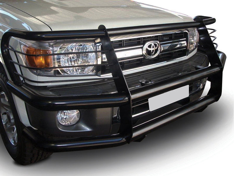 LC79 Black Coated Fullface Bullbar with Wrap Around Headlight & Valance Protection (Fitting kit included)