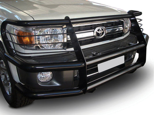 LC79 Black Coated Fullface Bullbar with Wrap Around Headlight & Valance Protection (Fitting kit included)