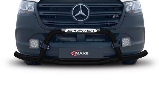 Merc Sprinter Black Coated Stainless Steel Nudge Bar - 2019 (Fitting kit included)