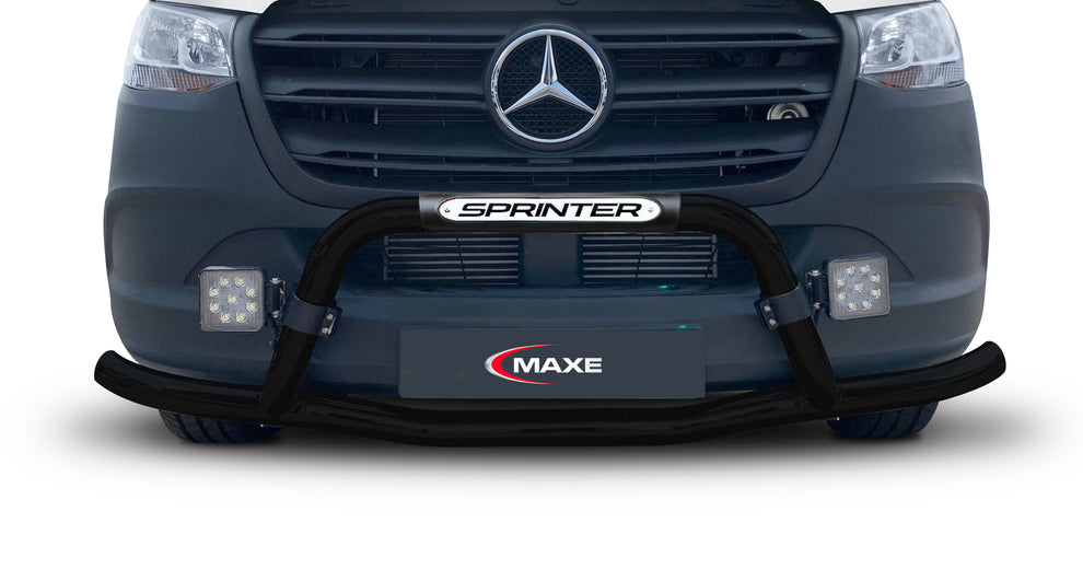 Merc Sprinter Black Coated Stainless Steel Nudge Bar - 2019 (Fitting kit included)