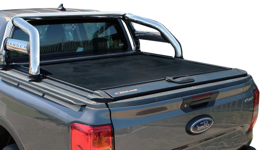 Ford Ranger Next Gen D/Cab Polished Stainless Steel Roller Cover Compatible Sports Bar