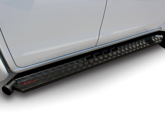 Universal Black Coated S/Steel D/C Running Board with Black Coated Aluminium Tread Plate